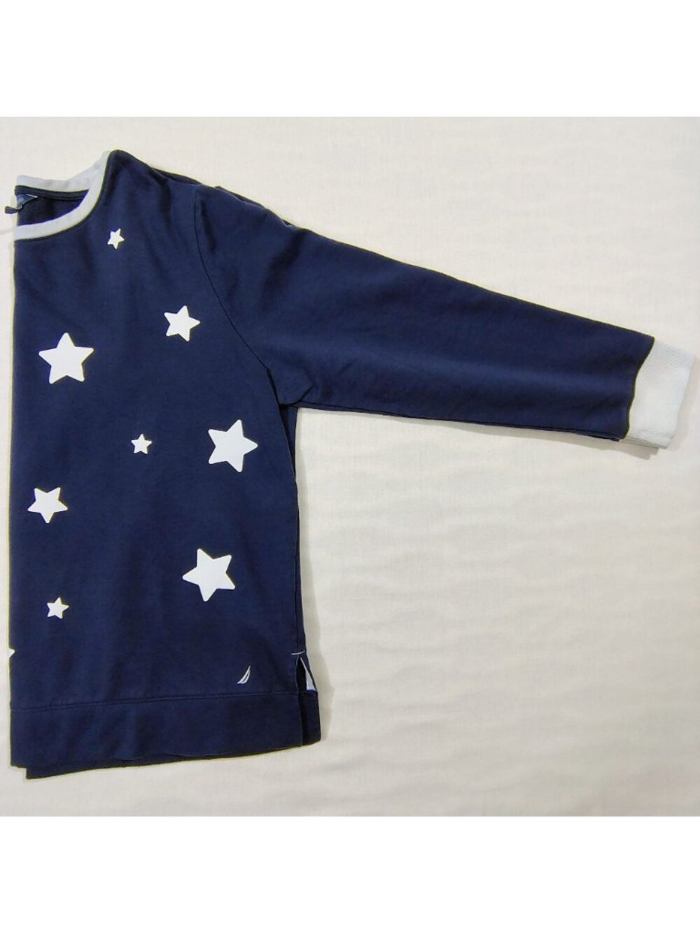 Nautica Long Sleeve Shirt Womens XXL Navy Fleece Stars Patriotic Crew Neck - Picture 5 of 14